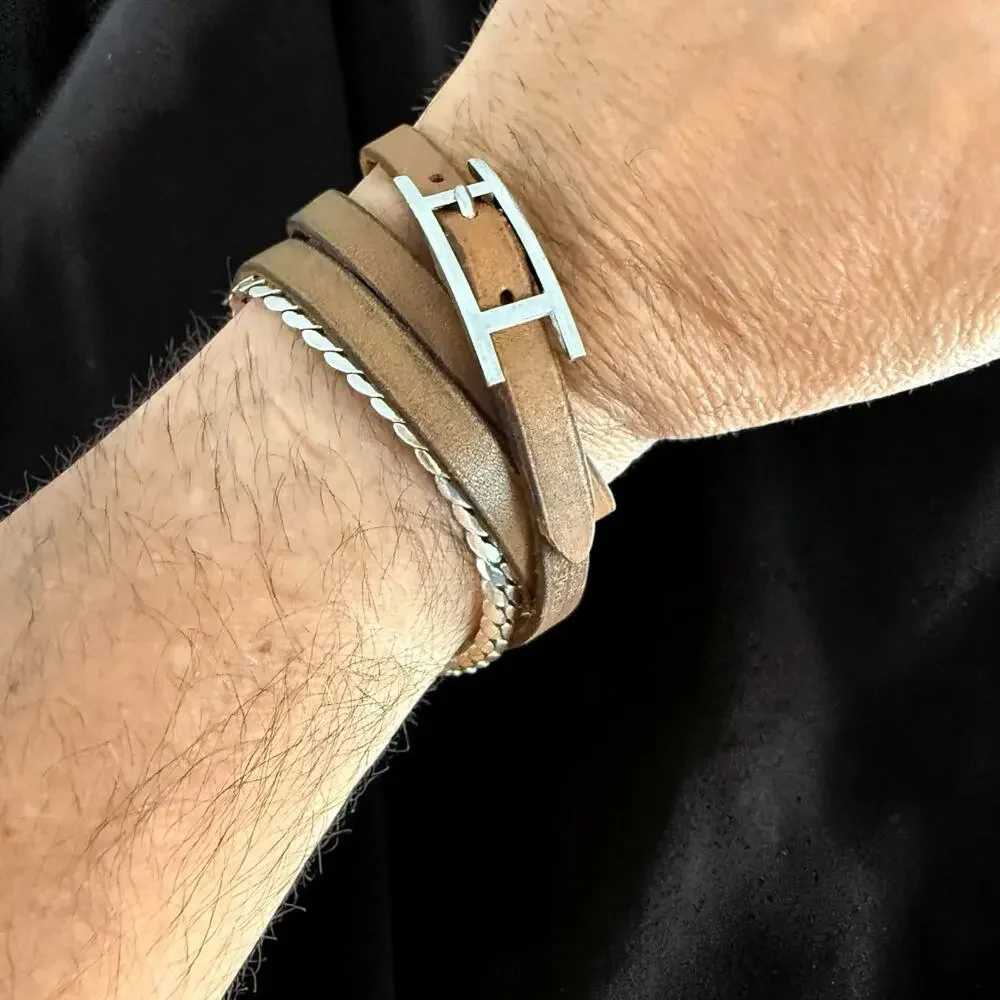 Authentic Hermes Hapi 3 Leather Bracelet w/ Box
